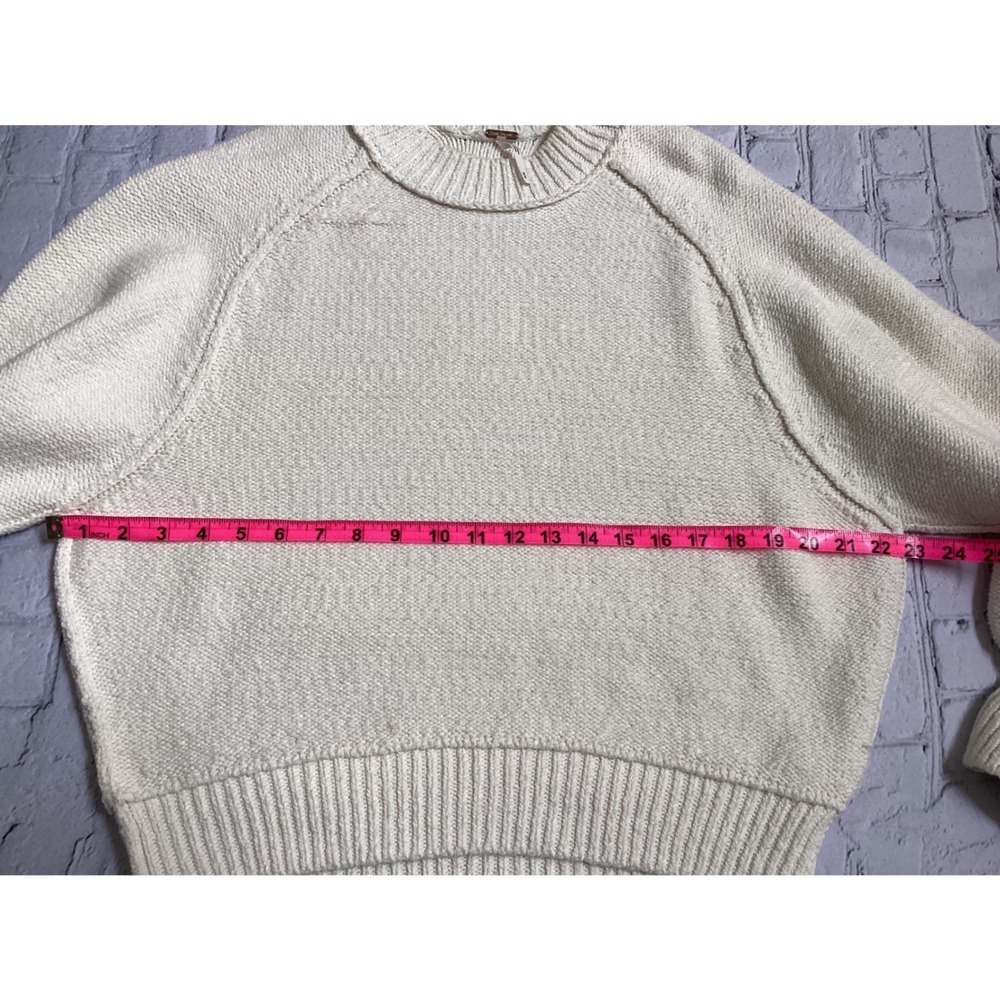 Free People Cream Ivory Balloon Sleeve Raglan Knit Sweater Medium - Picture 4 of 4